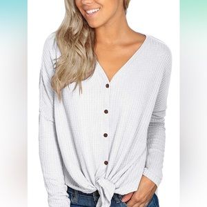 🤍2/$20 Waffle knit tie knot tunic